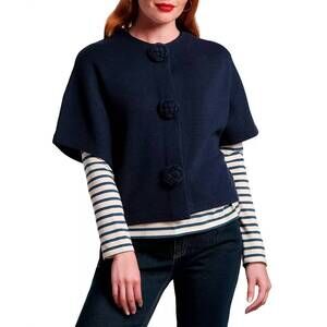 NEW FRANCES VALENTINE carnegie solid shrug cardigan in navy